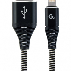 GEMBIRD CC-USB2B-AMLM-1M-BW Gembird Kabel Premium USB 2.0 do 8-pin (metalowe wtyki,oplot) 1m, czarny/biały