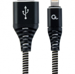 Kabel GEMBIRD Premium USB 2.0 8-pin 1m metalowe wtyki oplot czarny/biały