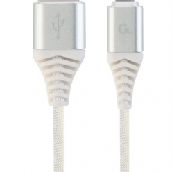 GEMBIRD CC-USB2B-AMLM-1M-BW2 Gembird Kabel Premium USB 2.0 do 8-pin (metalowe wtyki,oplot) 1m, srebrny/biały