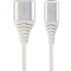 Kabel GEMBIRD Premium USB 2.0 8-pin 1m metalowe wtyki oplot srebrny/biały