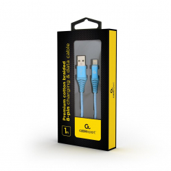 Kabel GEMBIRD Premium USB 2.0 8-pin 1m, turkus/biały (metalowe wtyki, oplot)