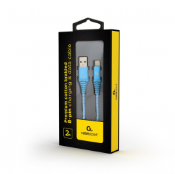 Kabel GEMBIRD Premium USB 2.0 8-pin 2m, turkus/biały (metalowe wtyki, oplot)