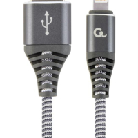 Kabel GEMBIRD Premium USB 2.0 8-pin 1m, metalowe wtyki, oplot, szary/biały