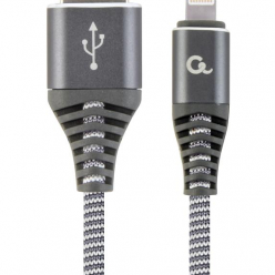 GEMBIRD CC-USB2B-AMLM-2M-WB2 Gembird Kabel Premium USB 2.0 do 8-pin (metalowe wtyki,oplot) 2m, szary/biały