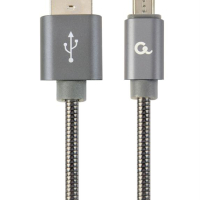 Kabel GEMBIRD micro USB 2.0 AM-MBM5P 1m metalowe wtyki oplot spiralny szary
