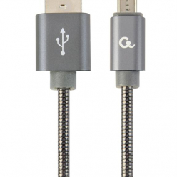 GEMBIRD CC-USB2S-AMmBM-2M-BG Gembird kabel micro USB 2.0 AM-MBM5P(metalowe wtyki,oplot spiralny)2m,szary meta