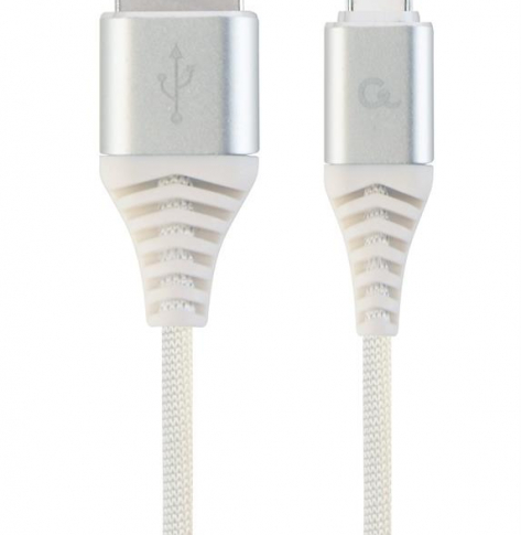 GEMBIRD CC-USB2B-AMCM-1M-BW2 Gembird premium kabel USB-C 2.0 (AM/CM) metalowe wtyki, oplot, 1m, srebrny/biały