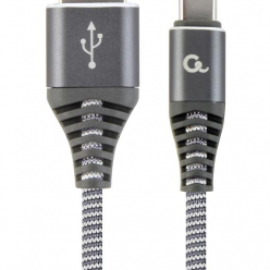 GEMBIRD CC-USB2B-AMCM-1M-WB2 Gembird premium kabel USB-C 2.0 (AM/CM) metalowe wtyki, oplot, 1m, szary/biały