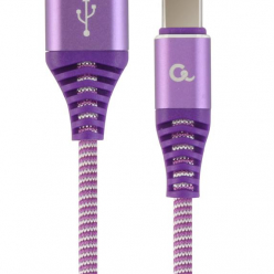 GEMBIRD CC-USB2B-AMCM-2M-PW Gembird premium kabel USB-C 2.0 (AM/CM) metalowe wtyki, oplot, 2m, fiolet/biały