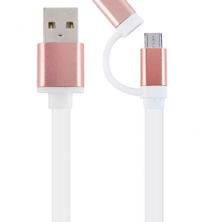 GEMBIRD CC-USB2-AM8PmB-1M-PK Gembird kabel USB combo do ładowania i danych (micro USB + 8-pin),1m,biały/róż