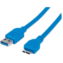 TECHLY 304857 Techly Kabel USB 3.0 SuperSpeed, A męski na micro-B męski, 50 cm, niebieski