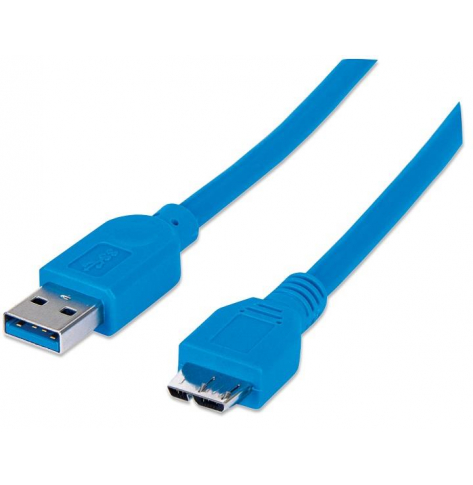 Kabel USB 3.0 SuperSpeed Techly, A męski na micro-B męski, 50 cm, niebieski