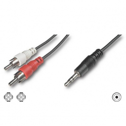 Kabel audio stereo Jack 3.5mm na 2x RCA M/M 50cm TECHLY
