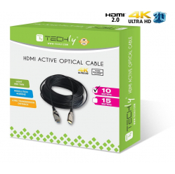 Kabel Aktywny optyczny HDMI-HDMI M/M v2.0 Ethernet 3D 4K 10m czarny