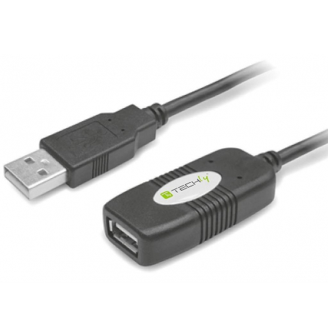 Przedłużacz kabel USB 2.0 aktywny USB A/USB A M/F 10m czarny TECHLY