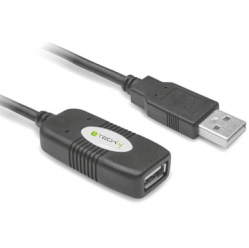 Przedłużacz kabel USB 2.0 aktywny USB A/USB A M/F 10m czarny TECHLY