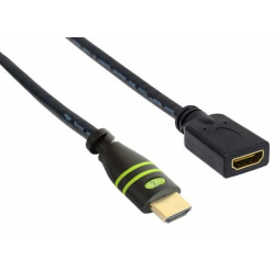 Kabel przedłużacz monitorowy HDMI-HDMI M/F 0,2m Ethernet 4K@60Hz czarny TECHLY