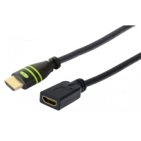 Kabel przedłużacz monitorowy HDMI-HDMI M/F 1,8m Ethernet 4K@60Hz czarny TECHLY