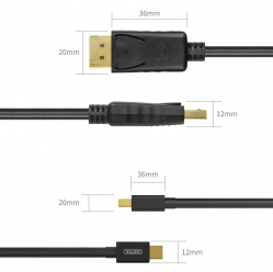 Kabel UNITEK miniDisplayPort - DisplayPort M/M, 3m