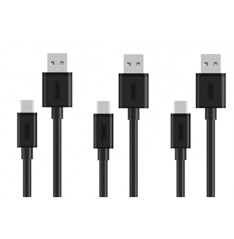 UNITEK Y-C4008BK Unitek zestaw przewodów USB 2.0 - microUSB; 3x 0,3m; Y-C4008BK