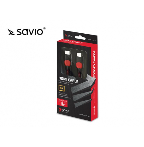SAVIO GCL-01 SAVIO GCL-01 Kabel HDMI 2.0 gamingowy, do PC, pozłacany, 3D, 4Kx2K60p, 1,8m