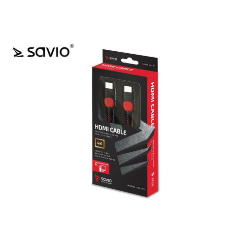 Kabel HDMI 2.0 gamingowy SAVIO GCL-01, do PC, pozłacany, 3D, 4Kx2K60p, 1,8m