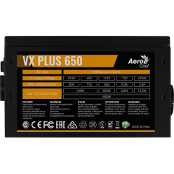 Zasilacz AEROCOOL VX-650 PLUS ATX 650W 12cm wentylator aktywne PFC