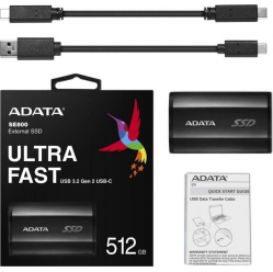 Dysk zewnętrzny ADATA ASE800-512GU32G2-CBK External SSD SE800 512GB USB3.1 Typ-C Black