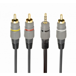 Kabel GEMBIRD CCAP-4P3R-1.5M audio JACK 3,5mm (4-pin) M / 3x RCA (CINCH) M, czarny