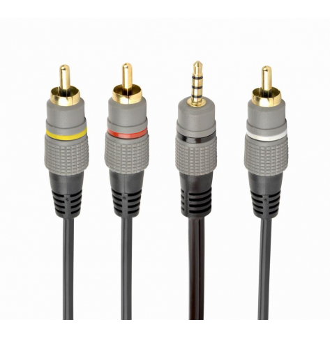 Kabel GEMBIRD CCAP-4P3R-1.5M audio JACK 3,5mm (4-pin) M / 3x RCA (CINCH) M, czarny