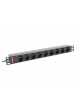 Listwa zasilająca Lanberg Rack PDU 1U 16A, 9x uni-schuko, 3m, czarna