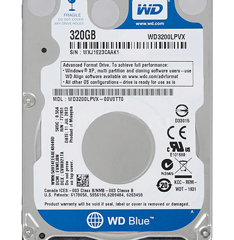 Dysk  WD Blue 2.5'' 320GB SATA/600 5400RPM 8MB cache 7mm