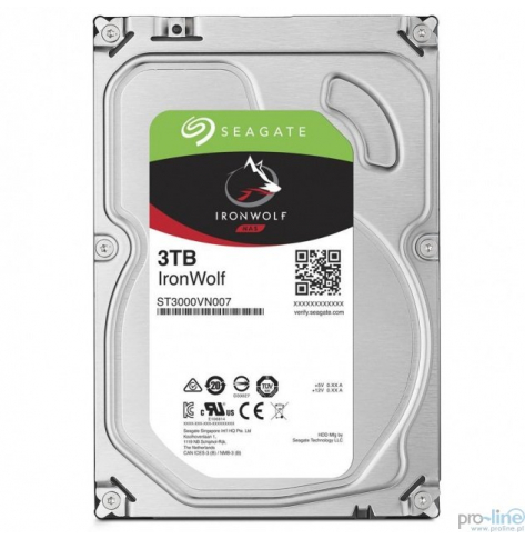 Dysk Serwerowy Seagate IronWolf, 3.5'', 3TB, SATA/600, 5900RPM, 64MB cache