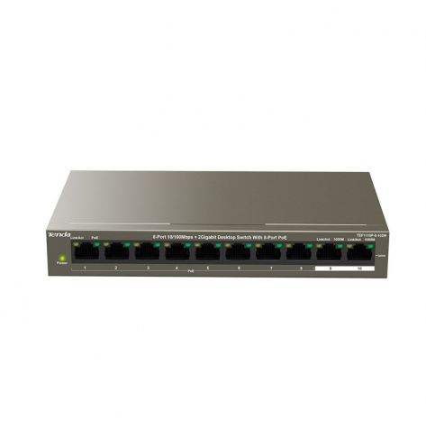 Switch Tenda TEF1110P-8-102W   8 X 10/100Mbps PoE + 2 Gigabit