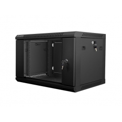 Szafa serwerowa Netrack 19" 6U 600x450mm – czarna drzwi szklane otwierane boki