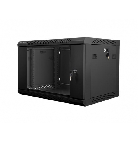 Szafa serwerowa Netrack 19" 6U 600x450mm – czarna drzwi szklane otwierane boki