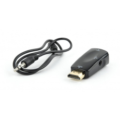 Gembird Konwerter sygnału HDMI do VGA z gniazdem mini Jack, czarny