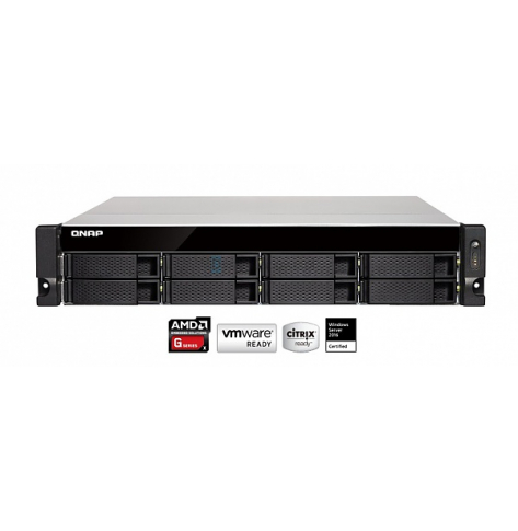 Dysk sieciowy Qnap 8-Bay TurboNAS, SATA 6G, AMD 4C 2,0GHz, 4GB, 4xGbE, 1x10GbE LAN, 2x250W