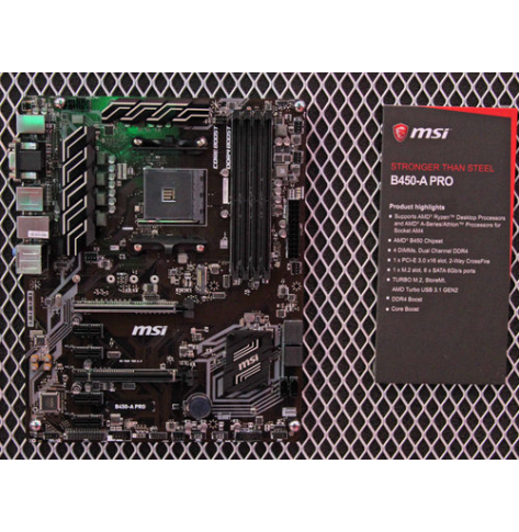 Płyta główna MSI B450-A PRO AM4 4xDDR4 2 PCI-Ex16 4 PCI-Ex1 6xSATA3 M.2 6xUSB3.1