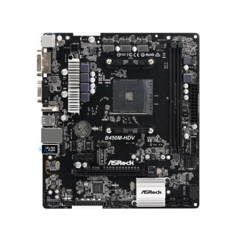 Płyta główna ASRock B450M-HDV R4.0 AM4 DDR4 3200+ 4 SATA3 HDMI DVI-D D-Sub