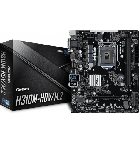 Płyta główna ASRock H310CM-HDV LGA1151 DDR4 2666 4 SATA3 DVI-D D-Sub HDMI