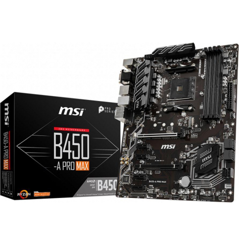 Płyta główna MSI B450-A PRO MAX AM4 DDR4 1 x M.2 slot 6 x SATA 6Gb s VGA HDMI DVI-D