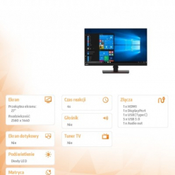 Monitor Lenovo ThinkVision T27h-20 27 QHD WLED LCD 