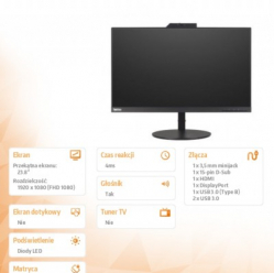 Monitor Lenovo ThinkVision T24v-20 23.8 FHD WLED LCD