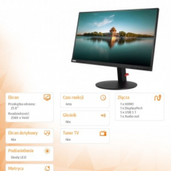 Monitor Lenovo ThinkVision P24q-20 23.8 WLED QHD LCD