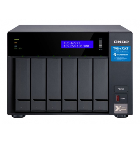 Dysk sieciowy Qnap 6-Bay NAS, 8GB DDR4 RAM, Intel i3 4C 3,1GHz, 2xM.2, 1x10Gb LAN, 2x1Gb LAN