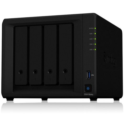 Dysk sieciowy Synology DS418play, 4-Bay SATA, Intel 2C 2,0 GHz, 2GB, 2xGbE LAN, 2xUSB 3.0