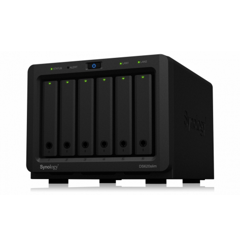 Dysk sieciowy Synology DS620slim 6-Bay NAS-Case 2 core 2Ghz 2GB DDR3 6x 2.5inch HDD/SSD 46.08 TB max 2xGbE LAN