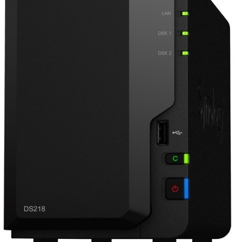 Dysk sieciowy Synology DS218, 2-Bay SATA 3G, Realtek 4C 1.4GHz, 2GB RAM, 1x GbE LAN, 2xUSB 3.0
