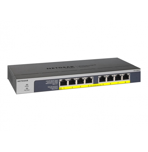 Switch Netgear GS108PP-100EUS 8-PT PoE+ Gigabit Switch Metal Budget PoE 123W (GS108PP)